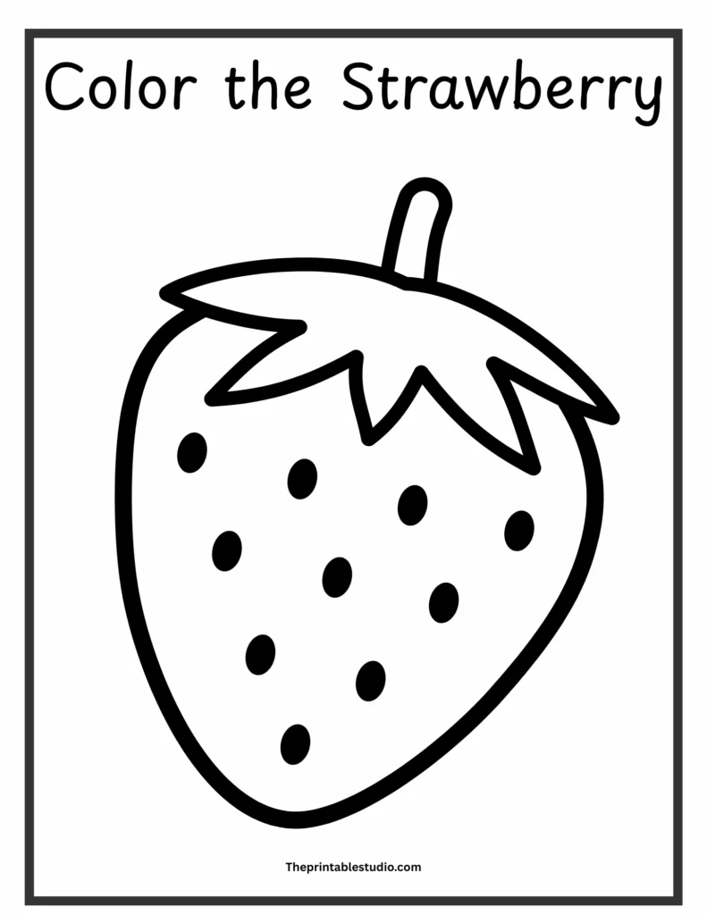 Easy fruit coloring book for toddlers.