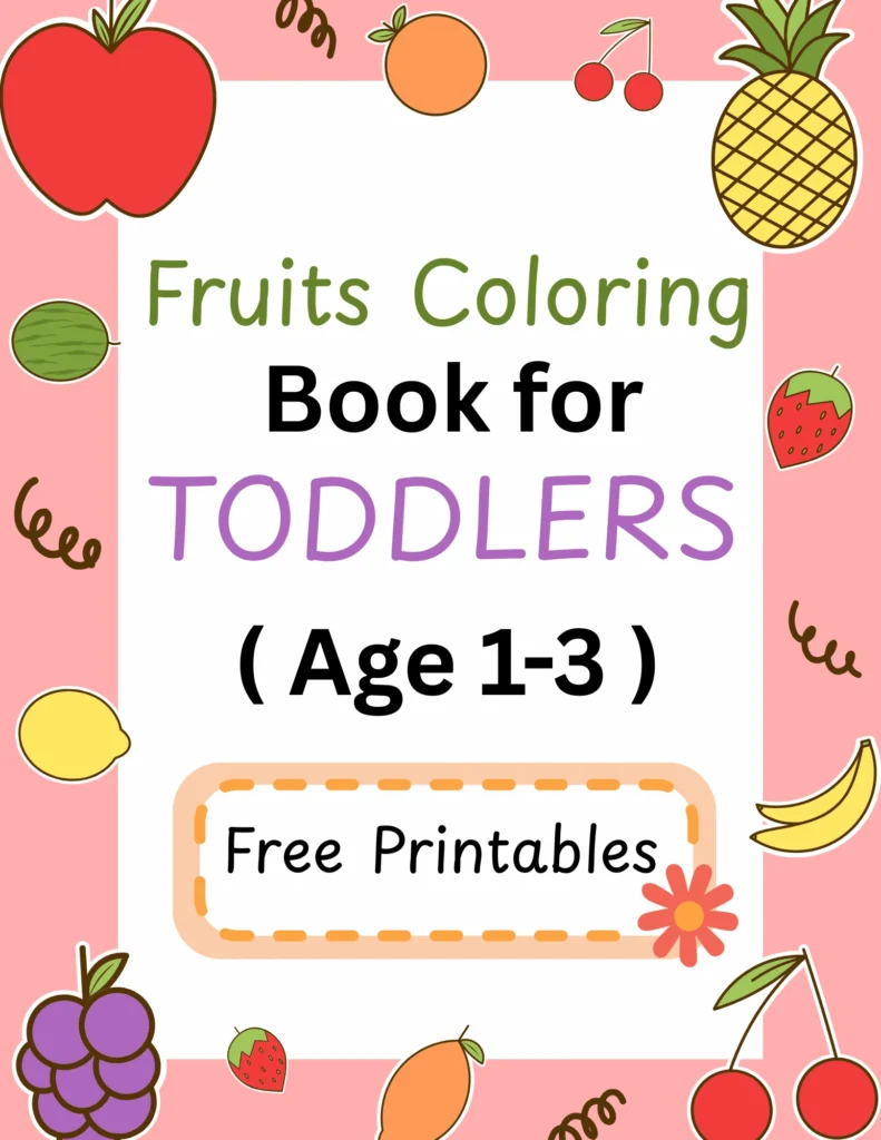 Free fruits coloring book for toddlers.