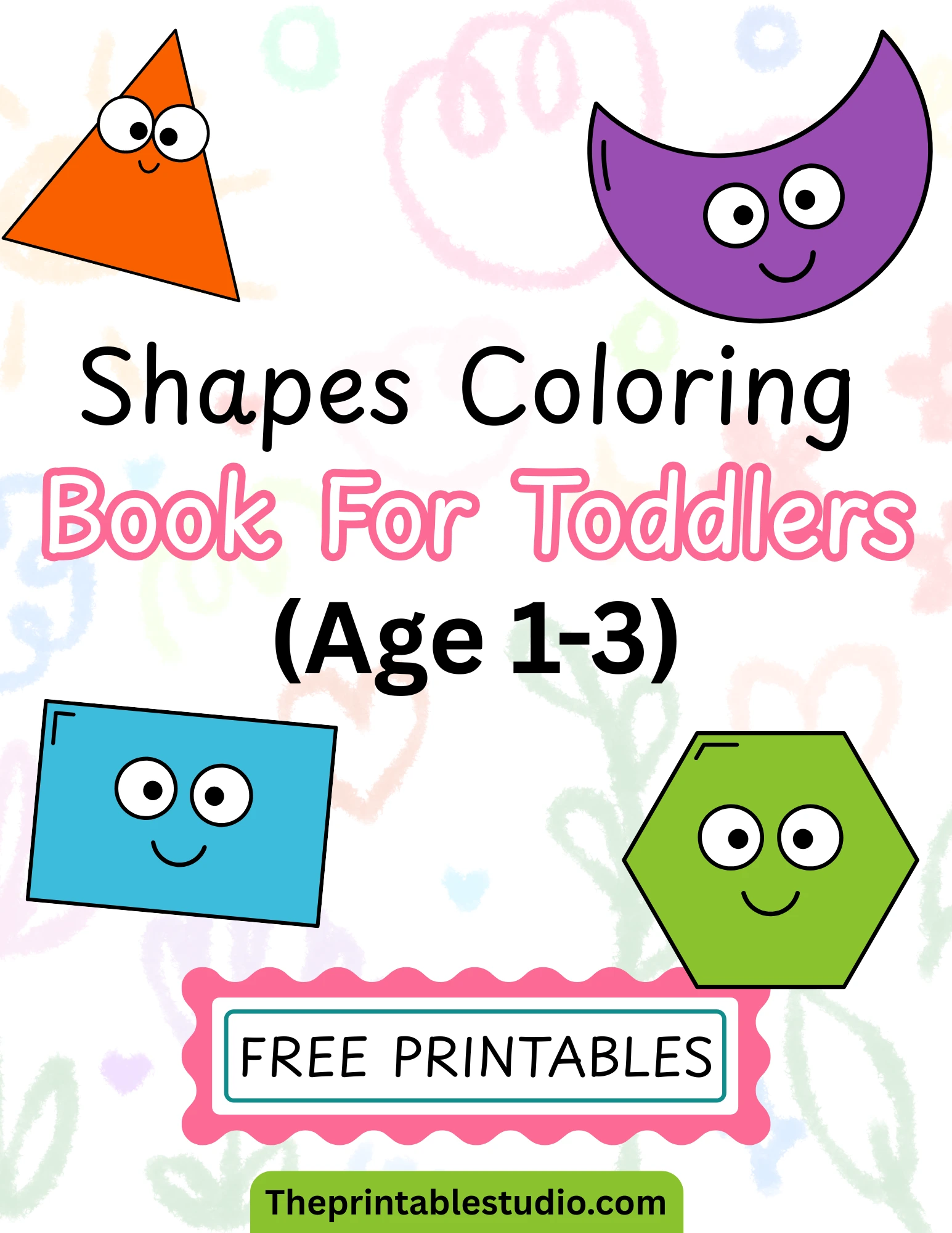 Free Shapes Coloring Book for Toddlers (Ages 1–3) - theprintablestudio.com