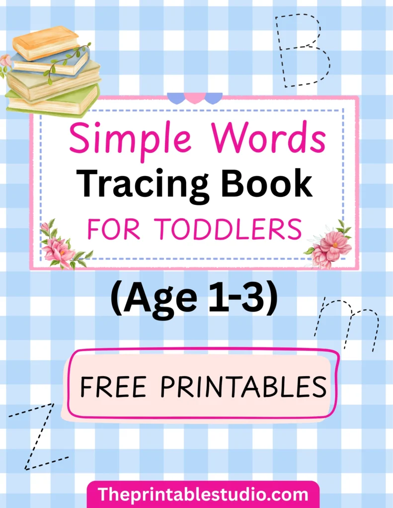 simple words tracing book for kids.