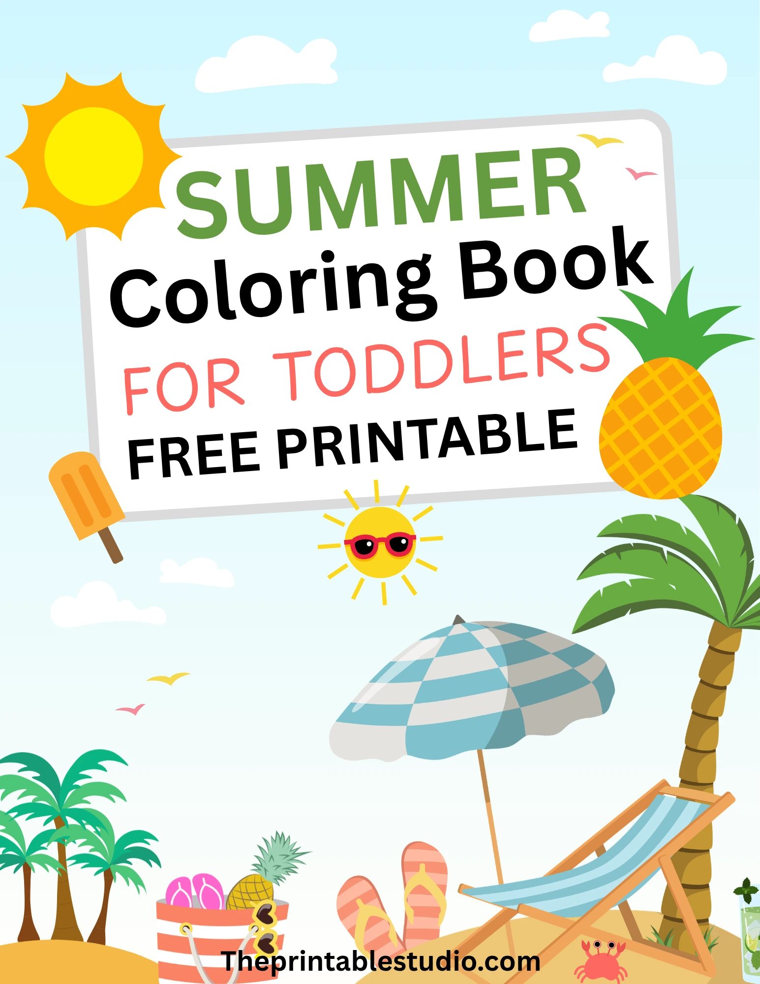Fun Summer Coloring Book for Toddlers ( Free Printable Pages ...