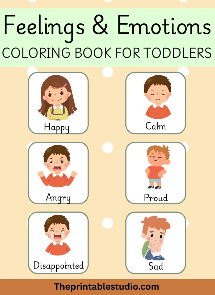 Feelings and emotions coloring book for toddlers