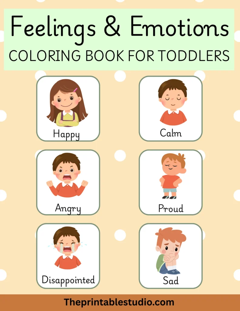 feelings and emotions coloring book for toddlers.