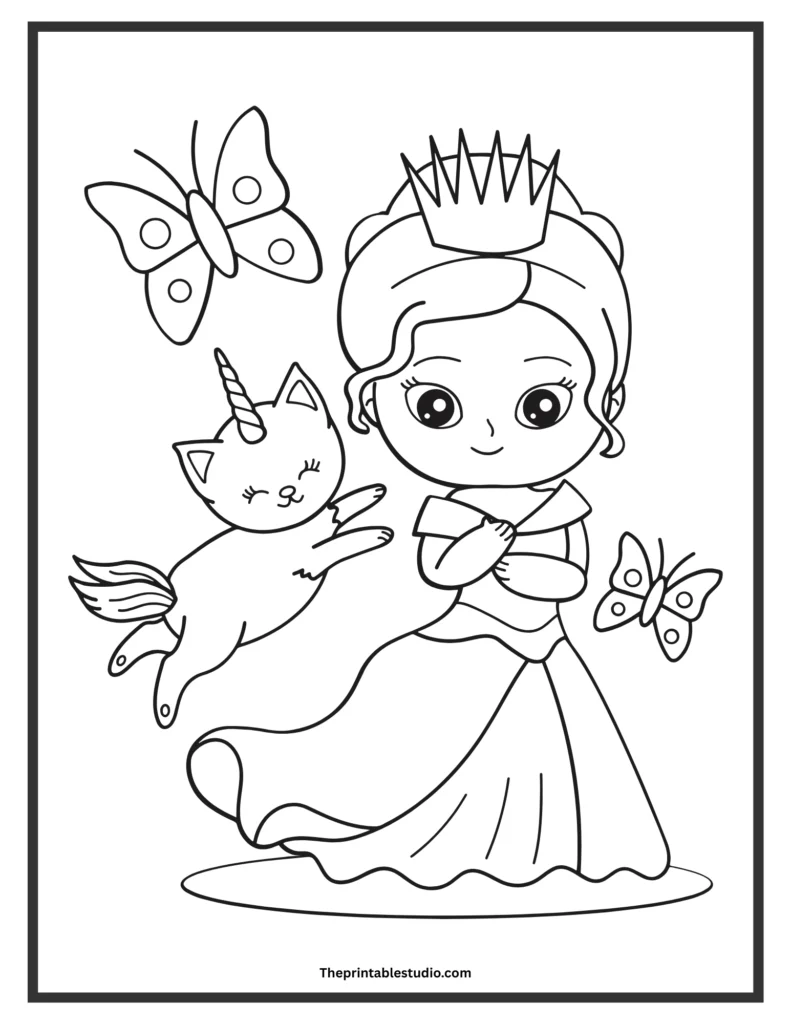 Simple princess coloring pages for toddlers.