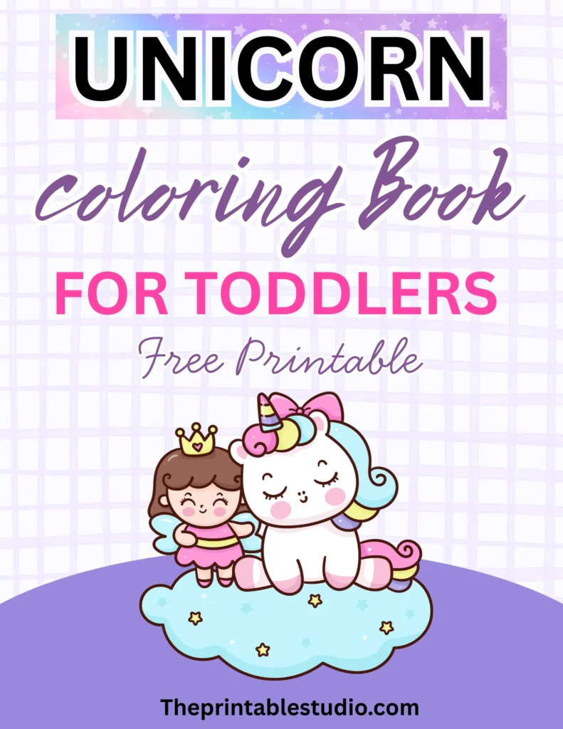 Free unicorn coloring book for toddlers